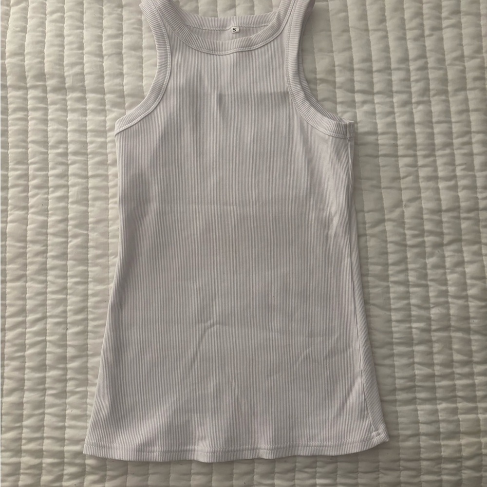 White Ribbed Tank Top - Picture 3 of 5